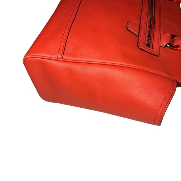 Coach Large Leather Tassel Tote-Coral - Picture 9 of 16